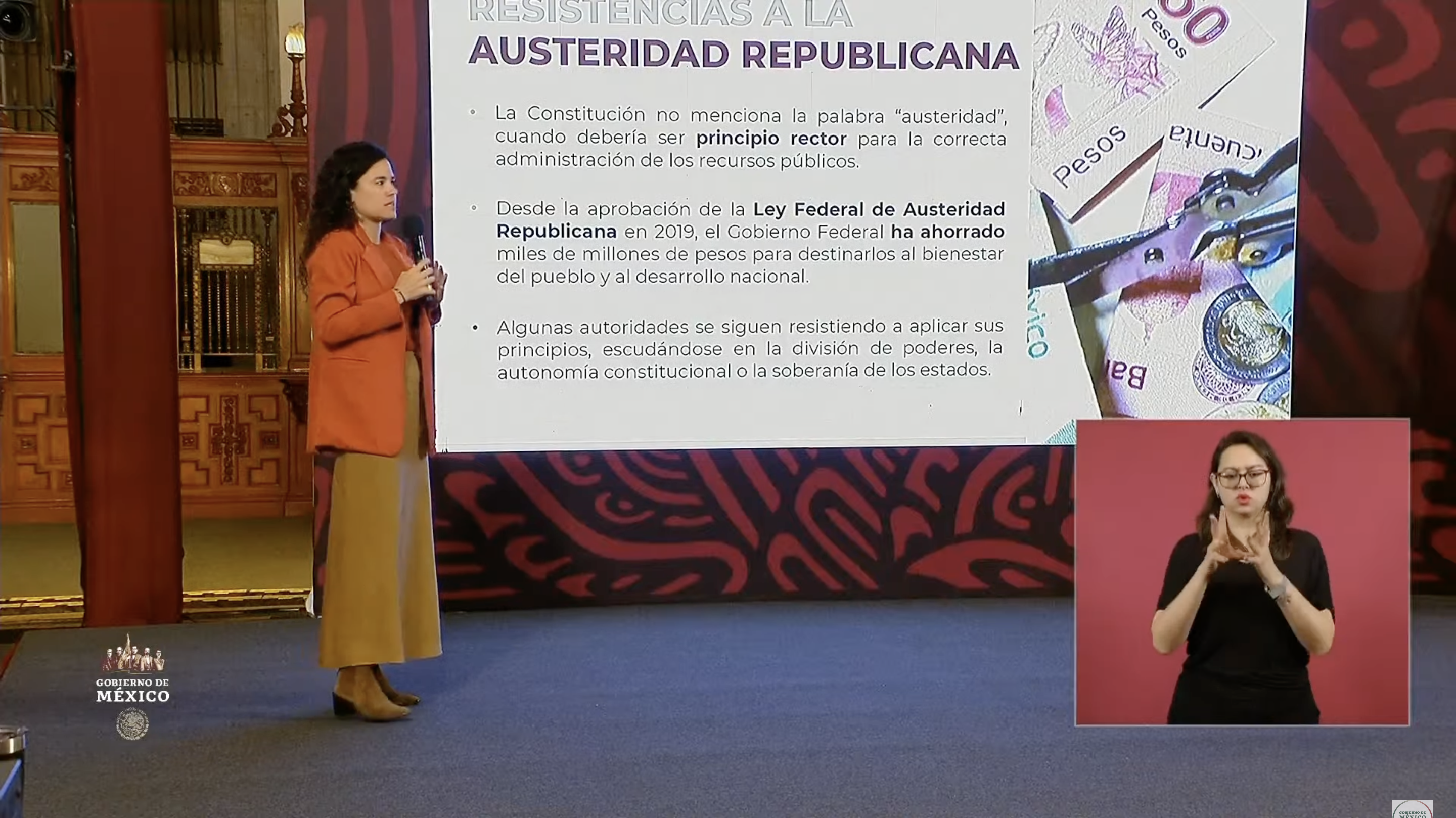 Luisa María Alcalde en conferencia de prensa del 27 de febrero de 2024